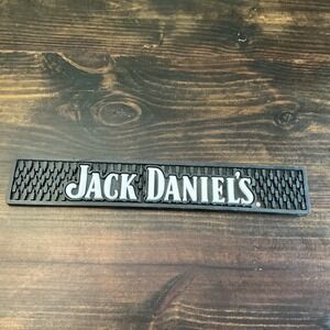 Jack Daniel's Rubber Bar Runner Mat Black White Logo Spill Mat 21x3.5 Inch